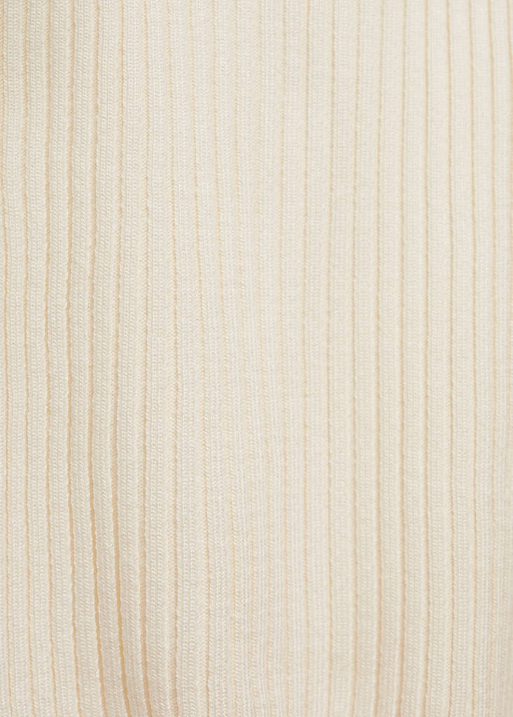 Short-sleeved ribbed sweater with buttons — Ecru