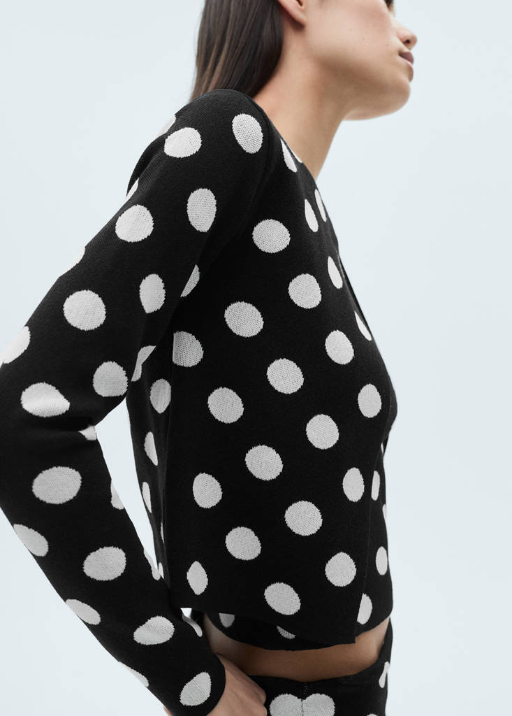 Polka-dot knitted cardigan — Black