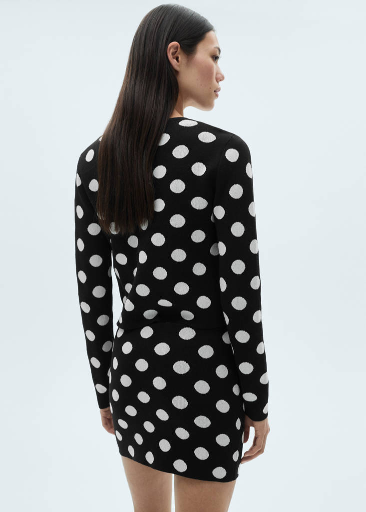 Polka-dot knitted cardigan — Black