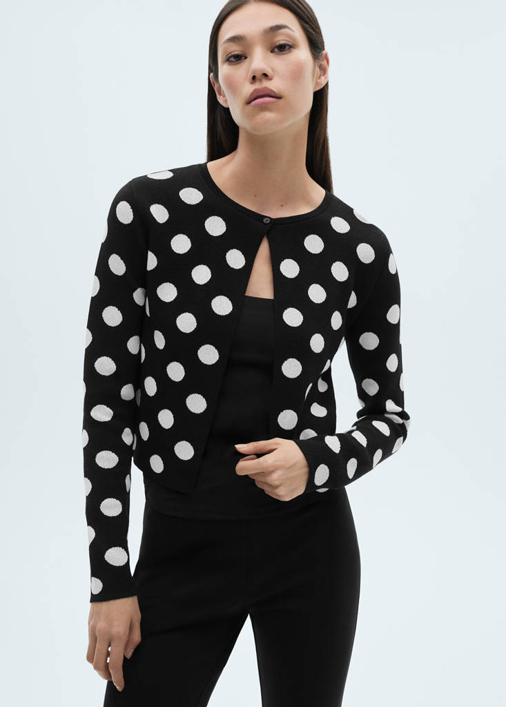 Polka-dot knitted cardigan — Black