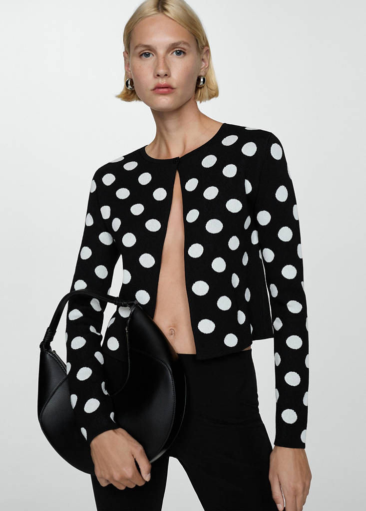Polka-dot knitted cardigan — Black