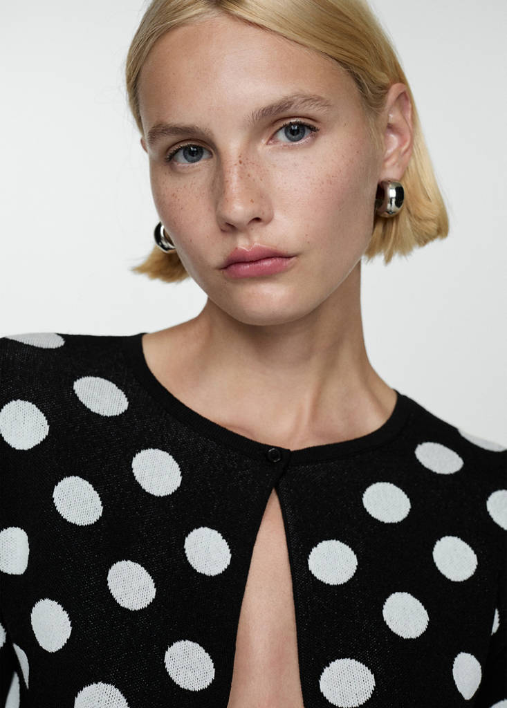 Polka-dot knitted cardigan — Black