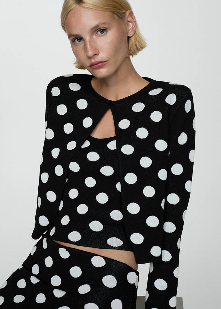 Polka-dot knitted cardigan — Black