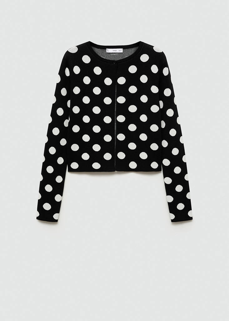 Polka-dot knitted cardigan — Black