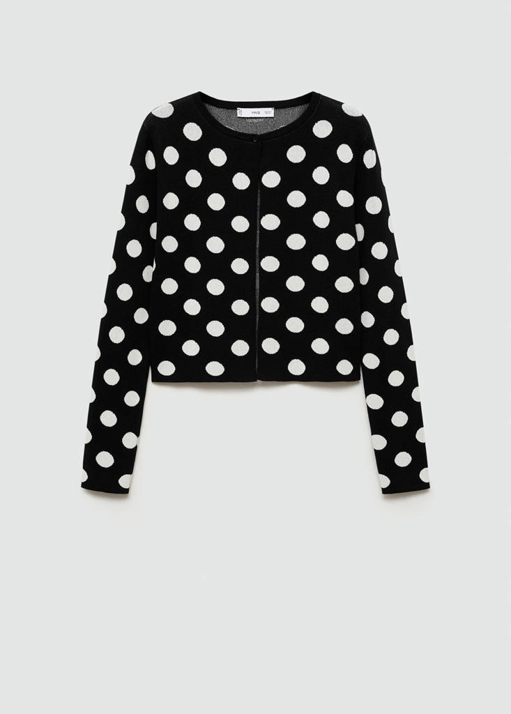 Polka-dot knitted cardigan — Black