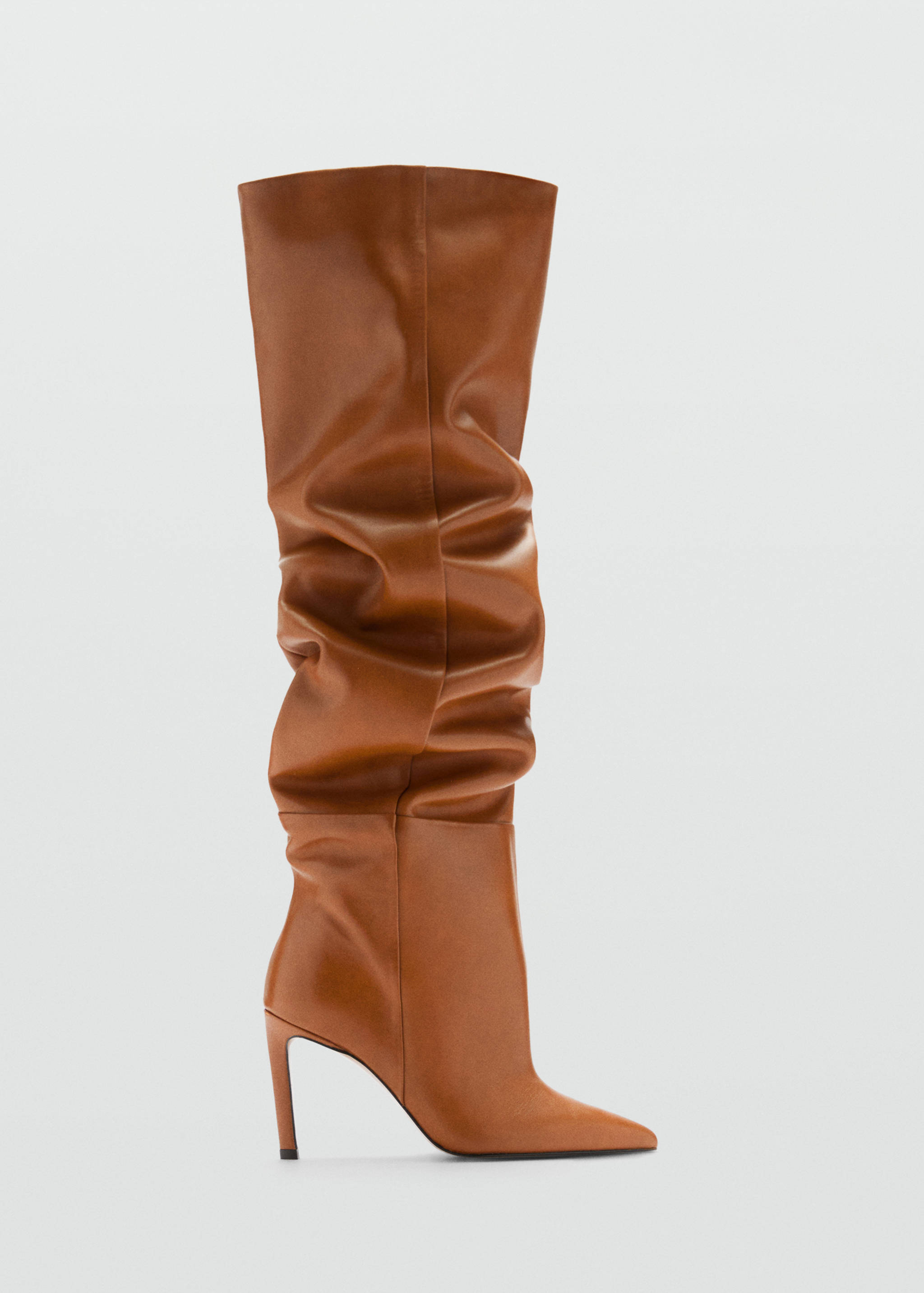 Knee-high leather boots with ruched detail - Article without model