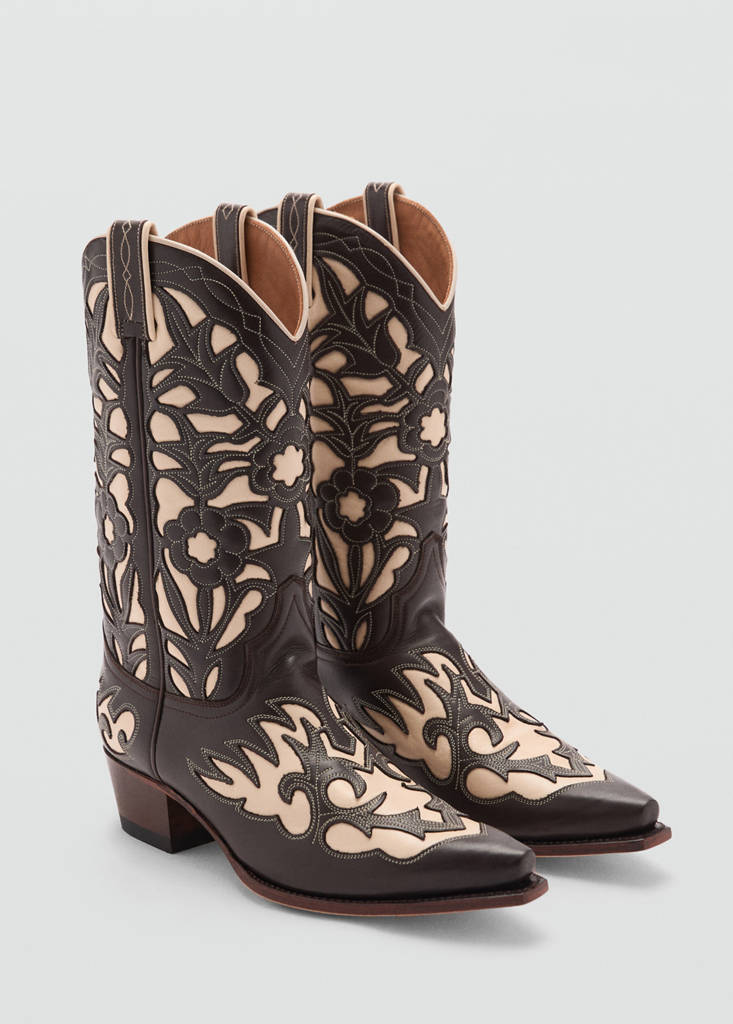 Two-tone leather cowboy boots — Brown