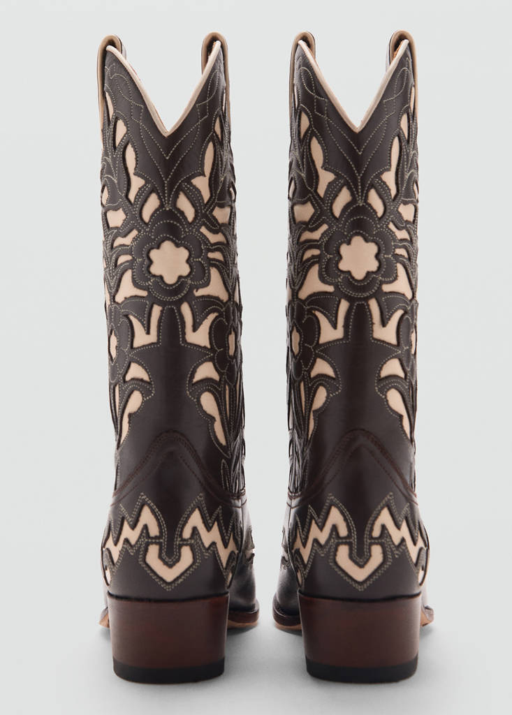 Two-tone leather cowboy boots — Brown