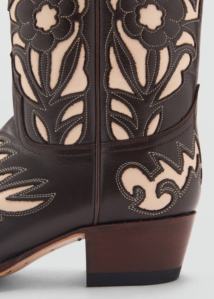 Two-tone leather cowboy boots — Brown