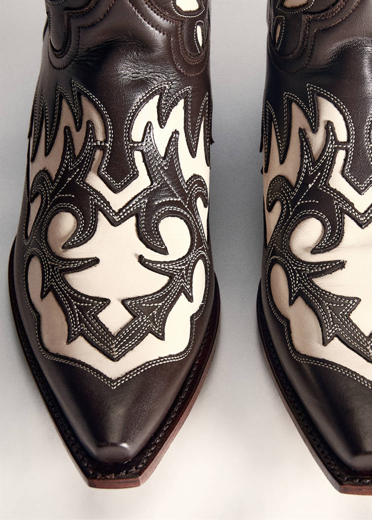 Two-tone leather cowboy boots — Brown