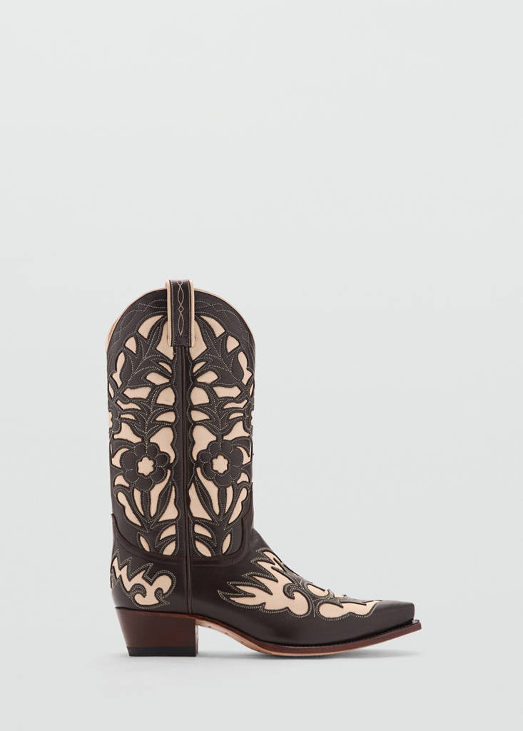 Two-tone leather cowboy boots — Brown