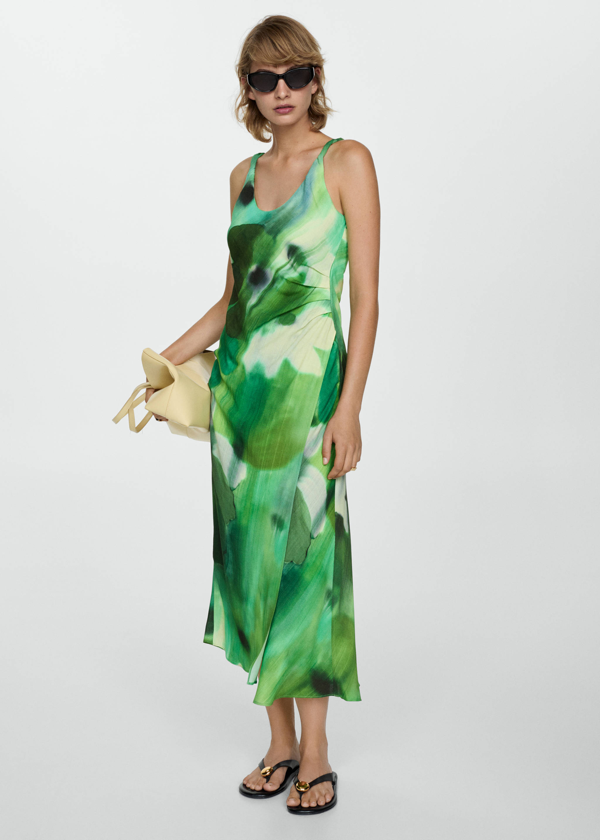 Printed dress with draped detail - General plane