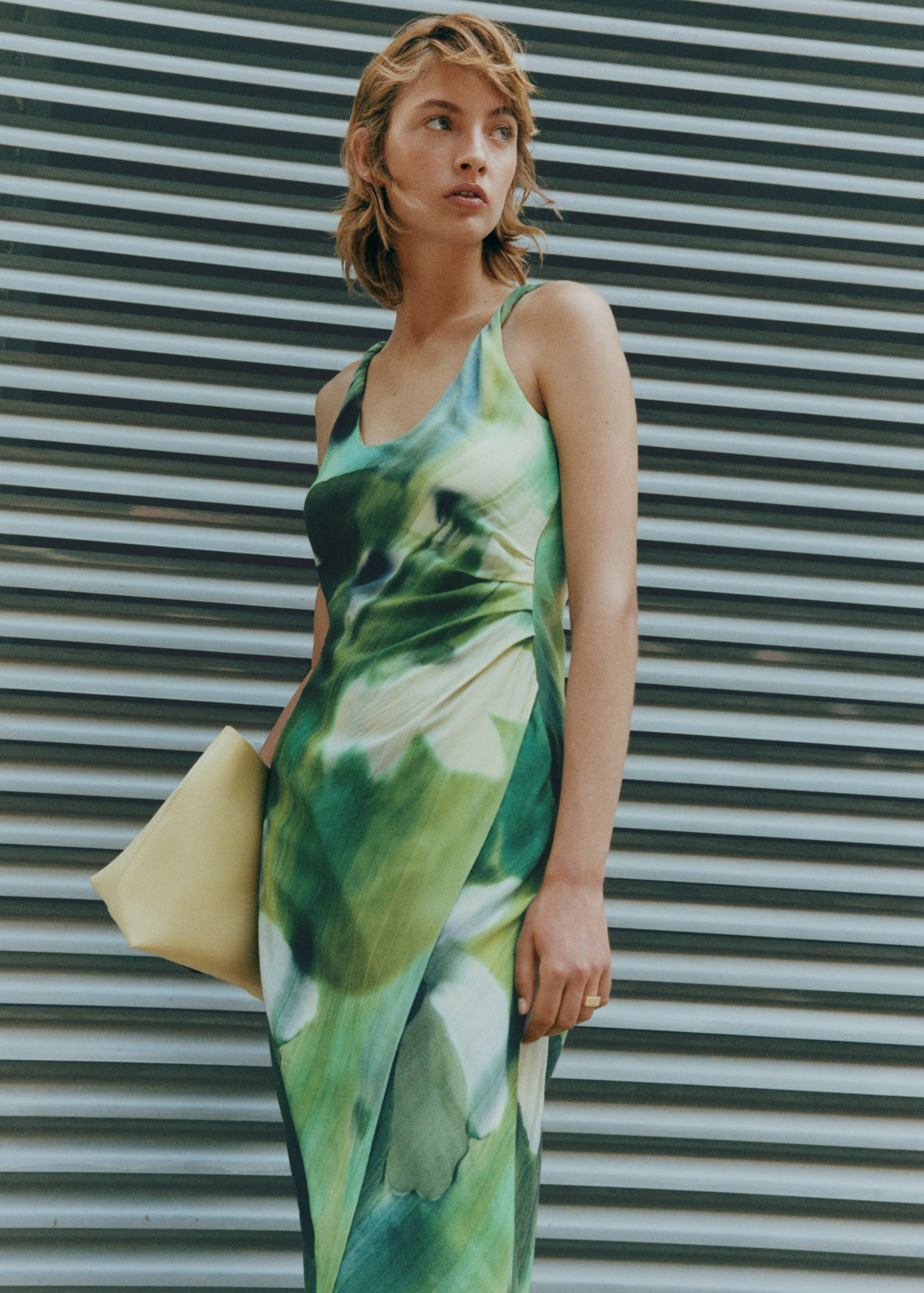 Printed dress with draped detail - Details of the article 7