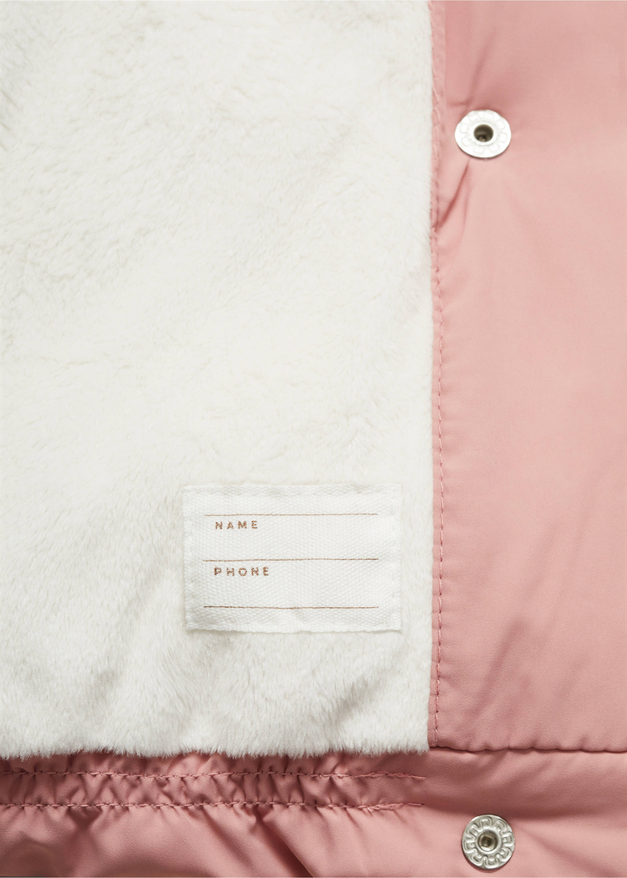 Anorak with fur-effect lining - Details of the article 0, Pink. Ref: 77024436-00.