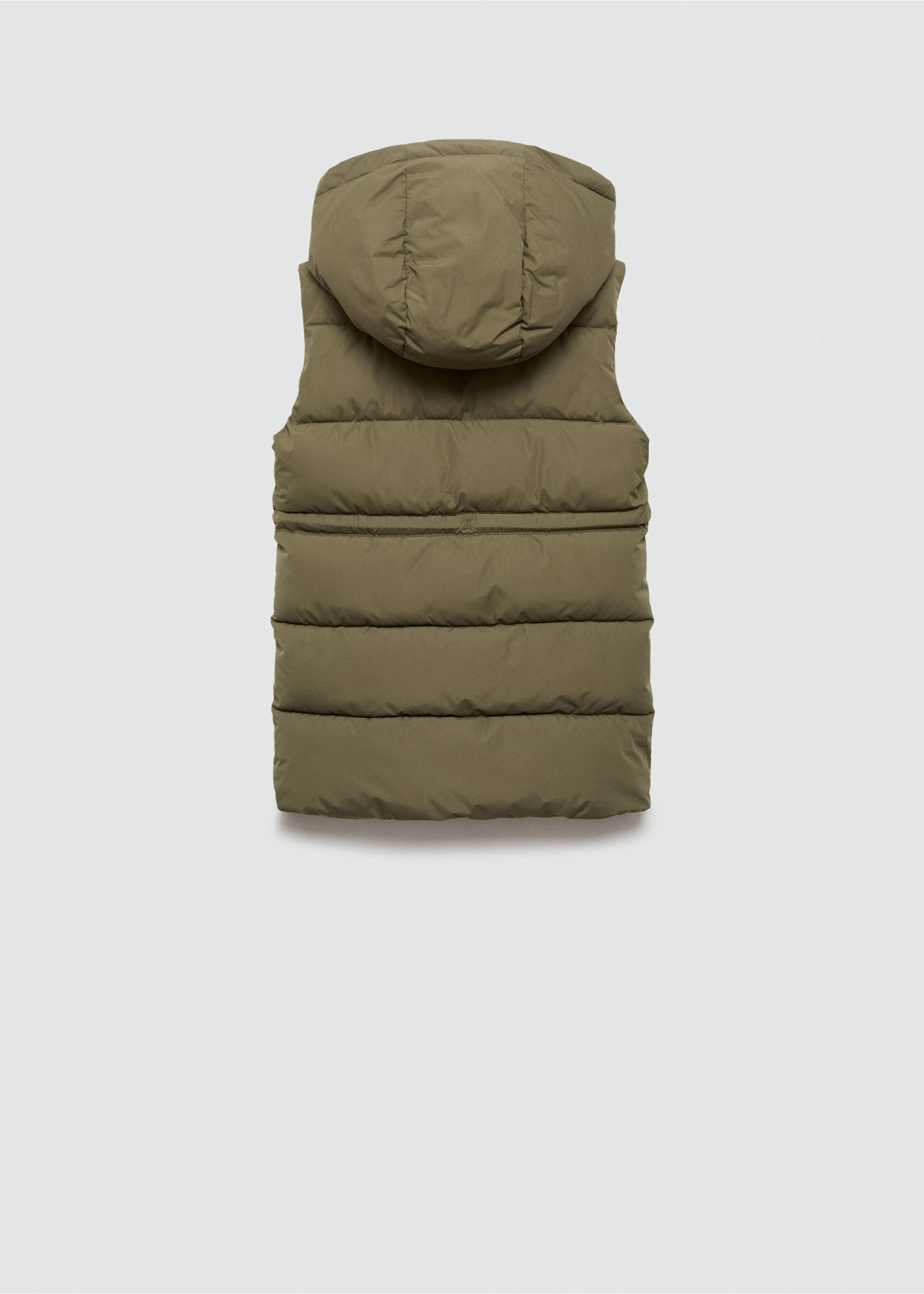 Gilet matelassé long - Verso de l’article, Kaki. Ref: 77024438-00.