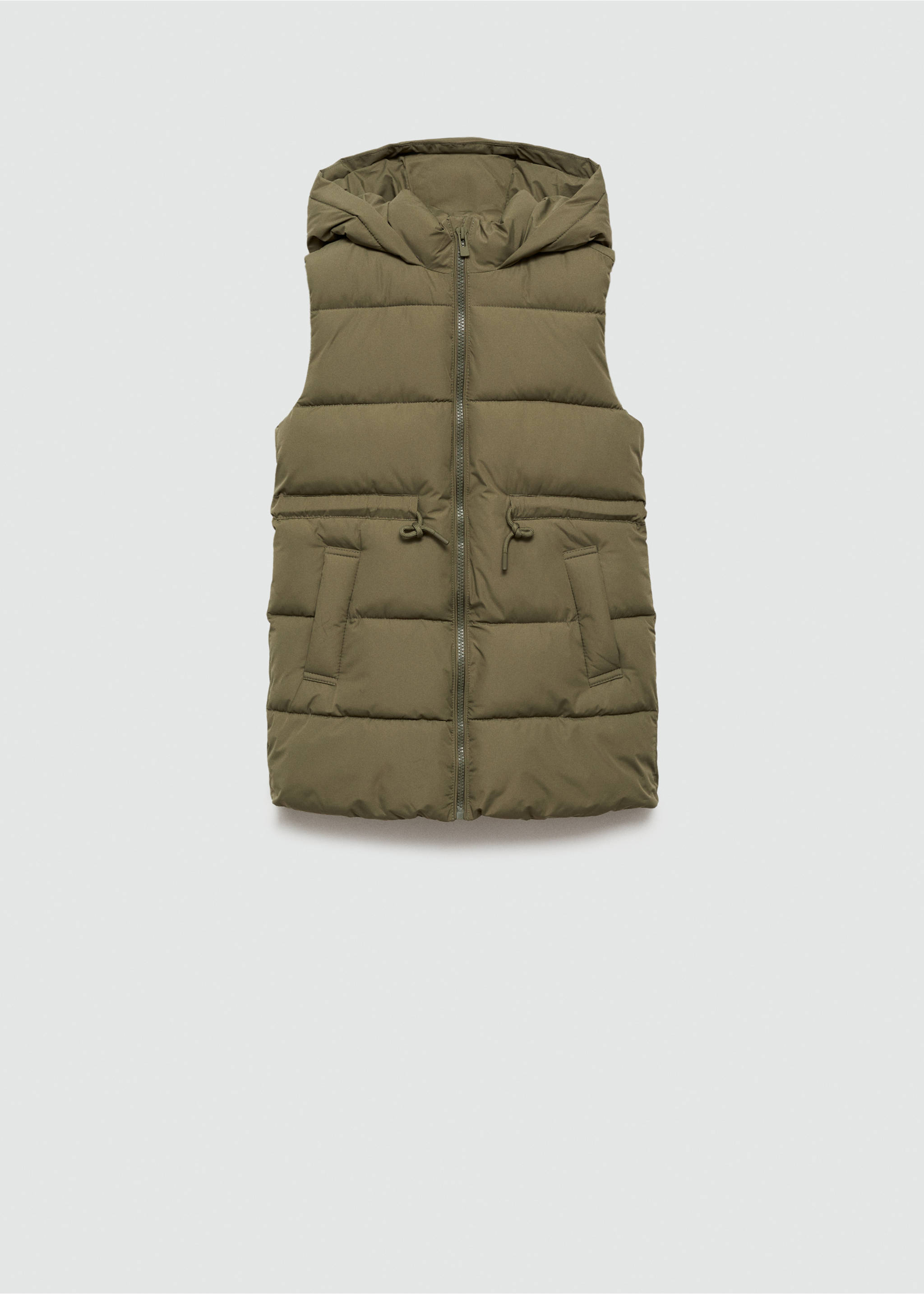 Gilet matelassé long - Article sans modèle, Kaki. Ref: 77024438-00.