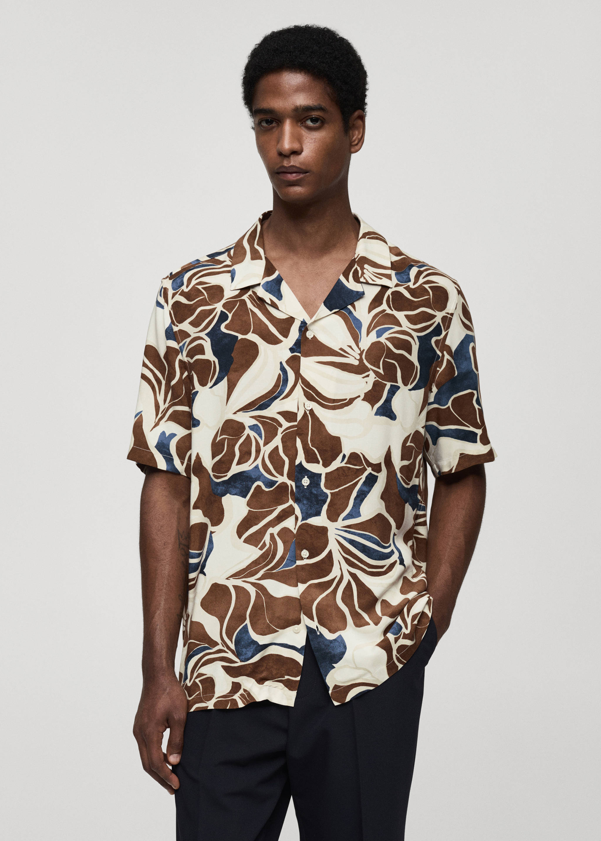 Printed fluid regular-fit shirt - Medium plane