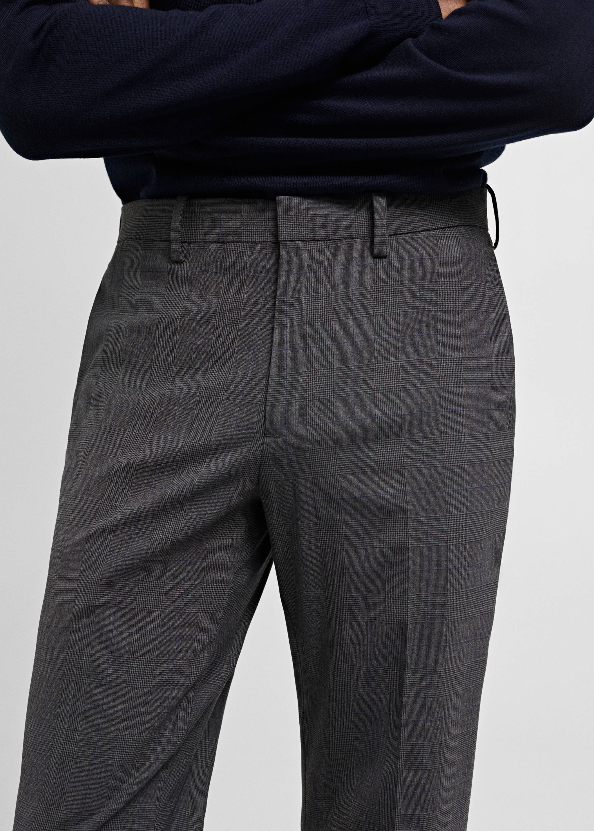 弹力面料超修身西装裤 - null