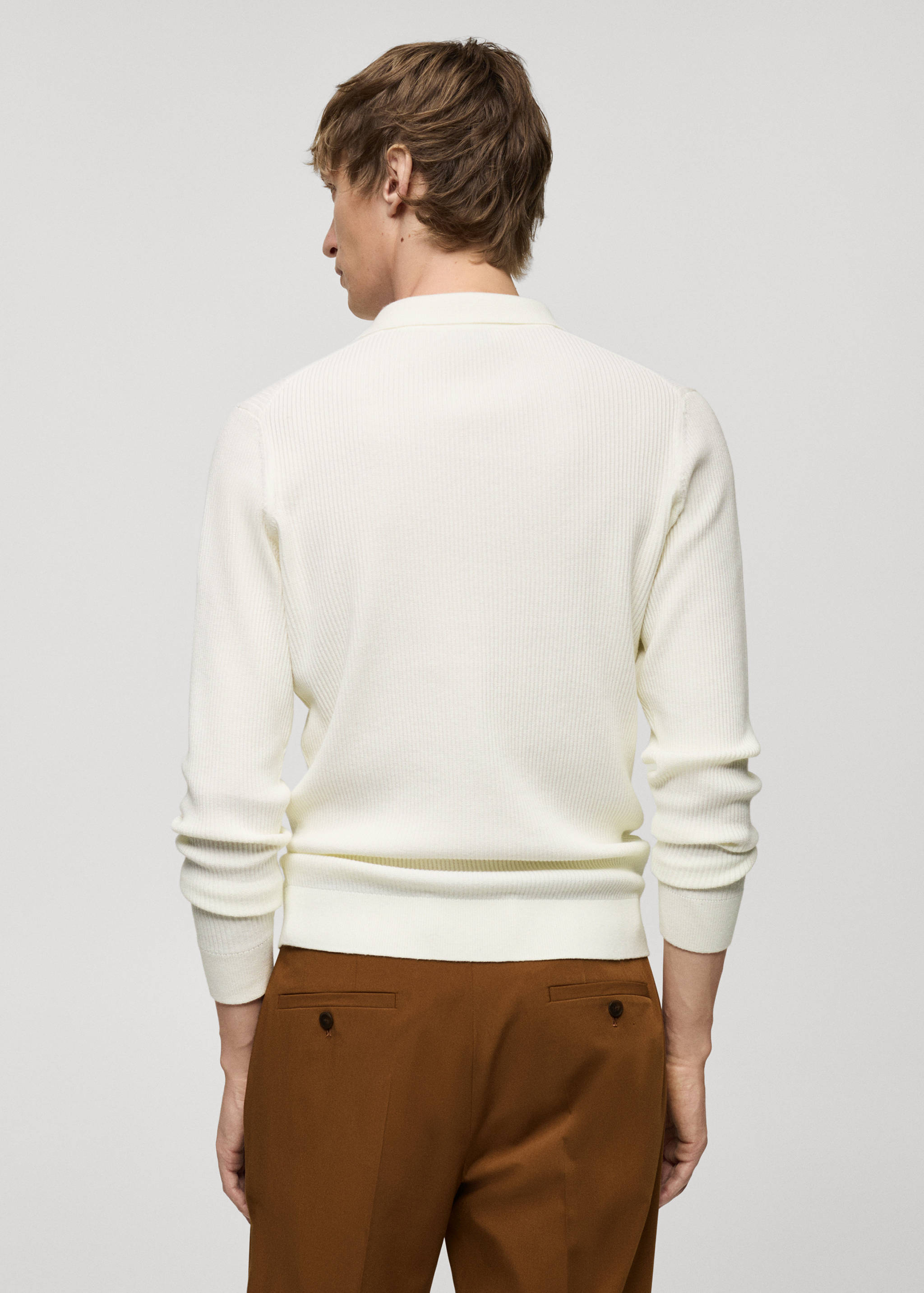 Cotton-blend ribbed polo sweater - Reverse of the article