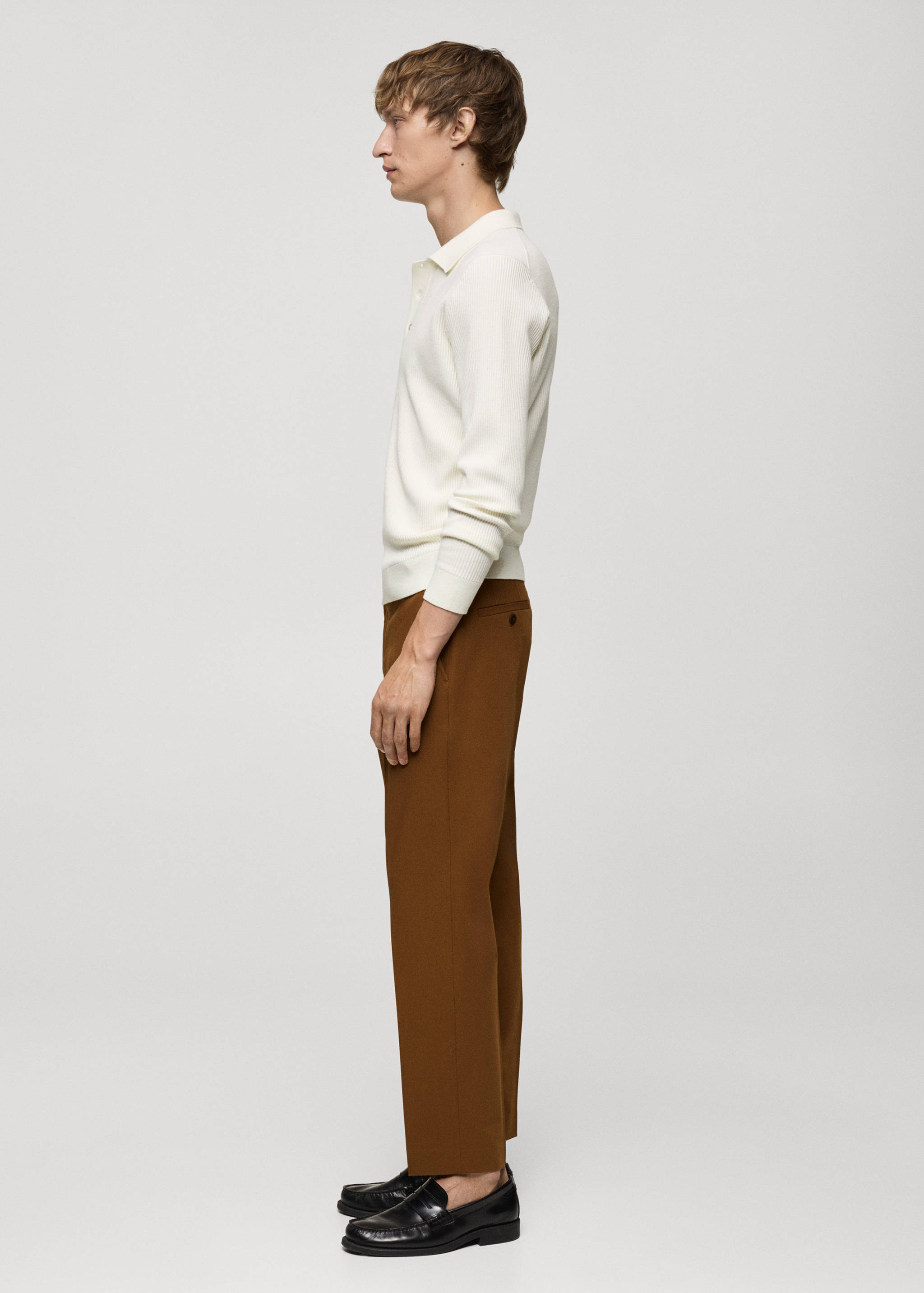Cotton-blend ribbed polo sweater - Details of the article 2