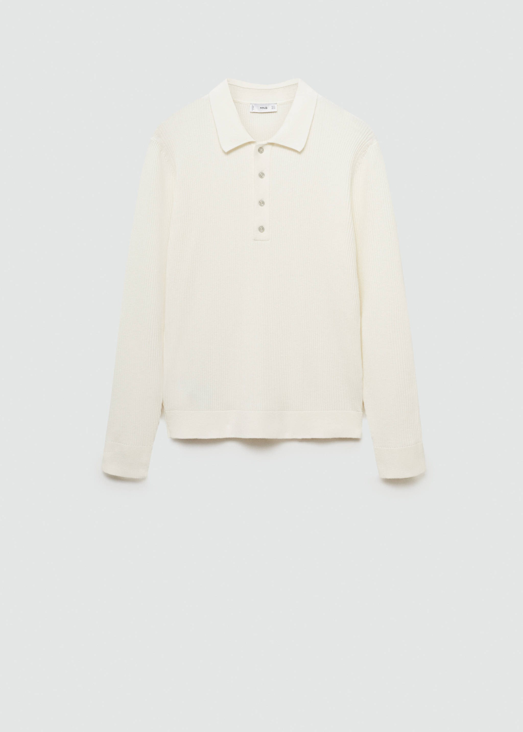 Cotton-blend ribbed polo sweater - Article without model