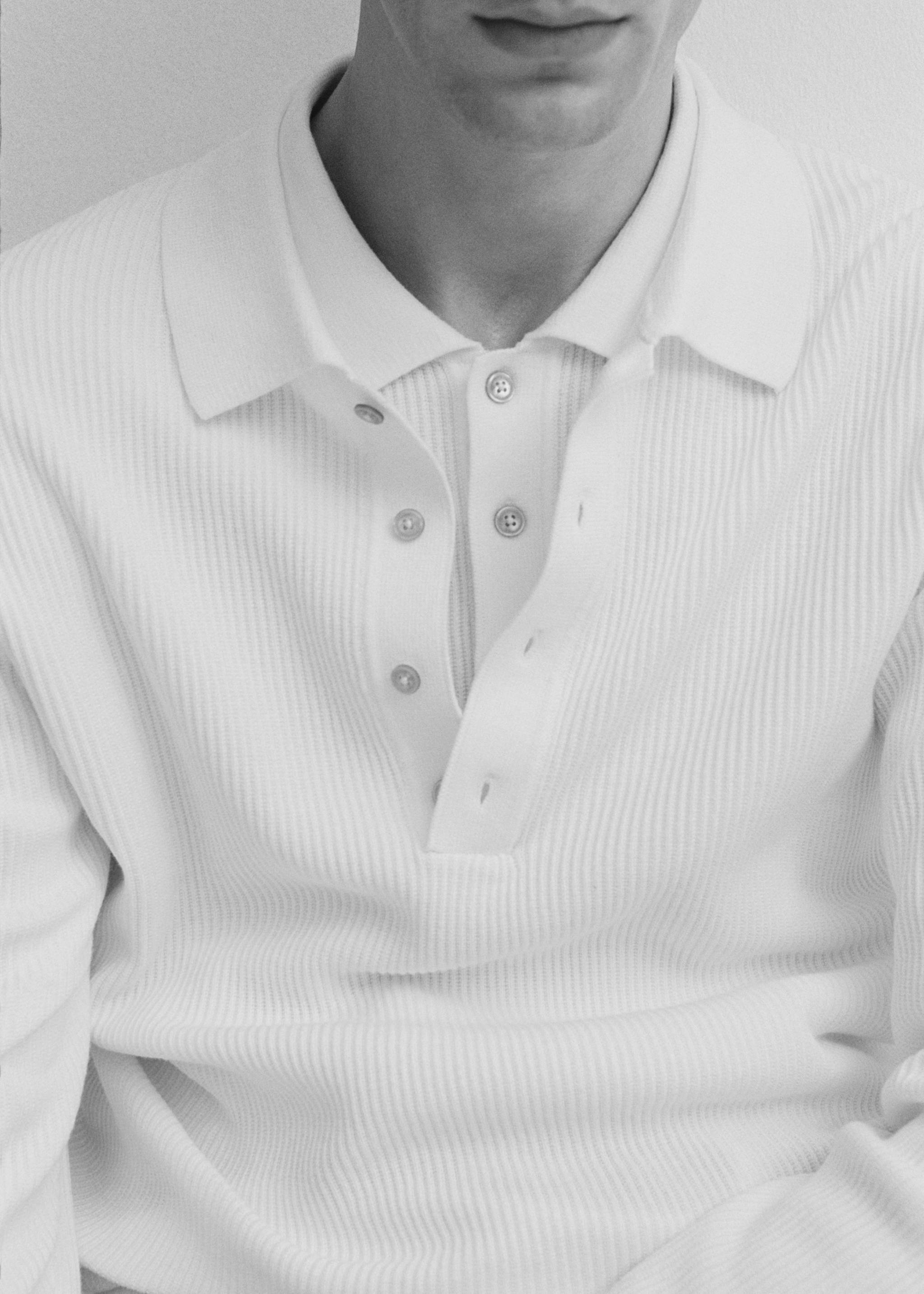 Cotton-blend ribbed polo sweater - Details of the article 3