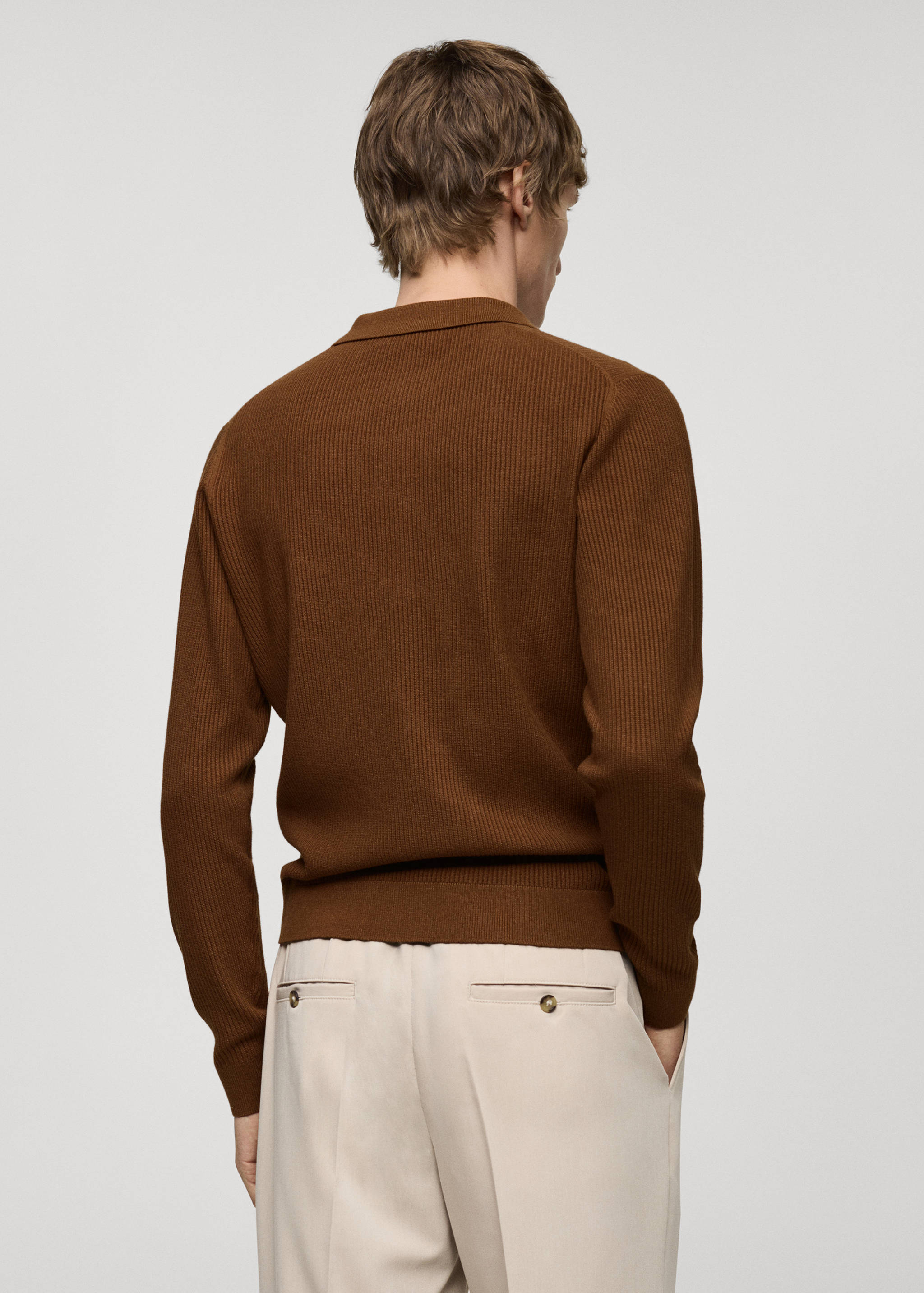 Cotton-blend ribbed polo sweater - Reverse of the article
