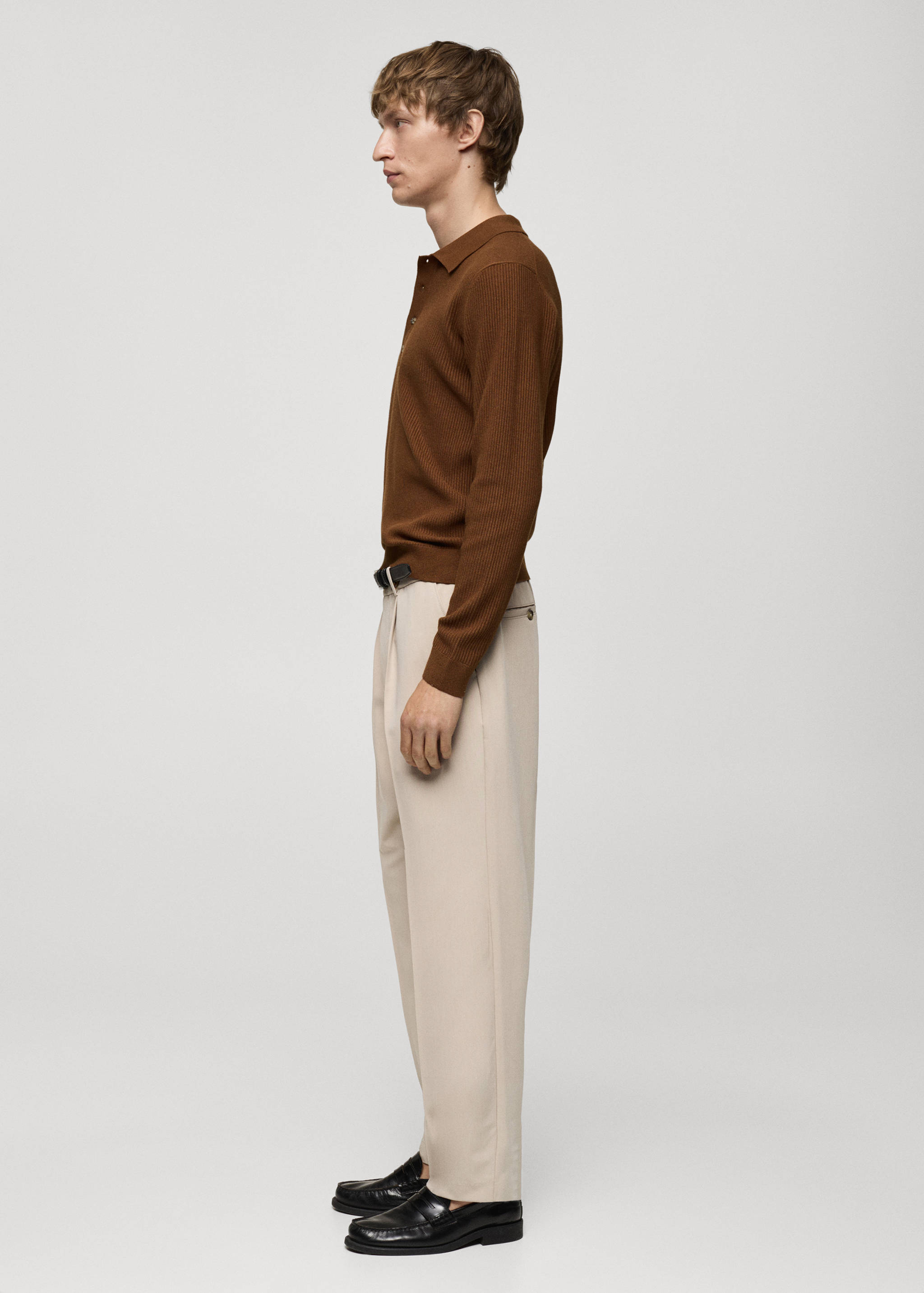 Cotton-blend ribbed polo sweater - Details of the article 2