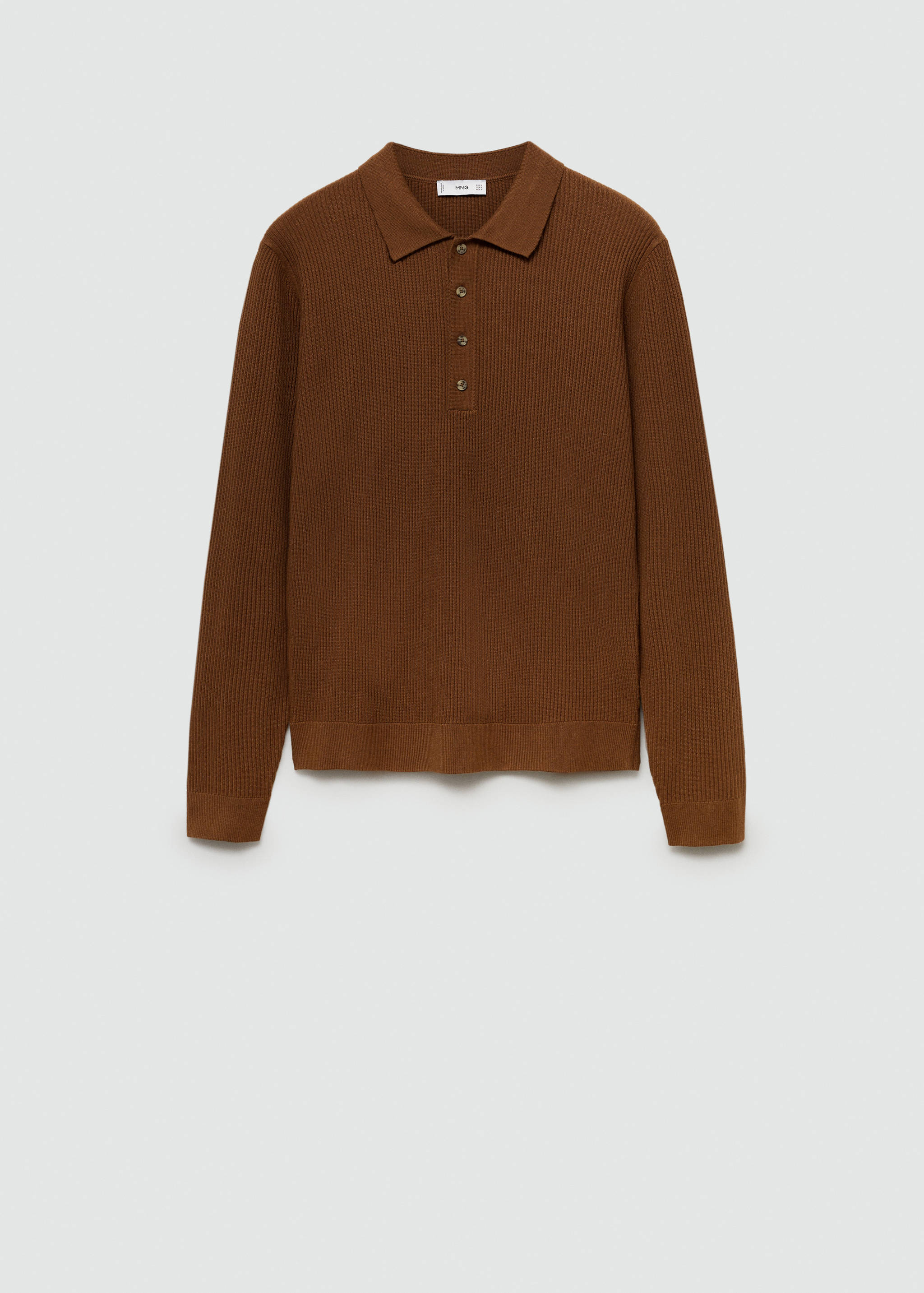 Cotton-blend ribbed polo sweater - Article without model