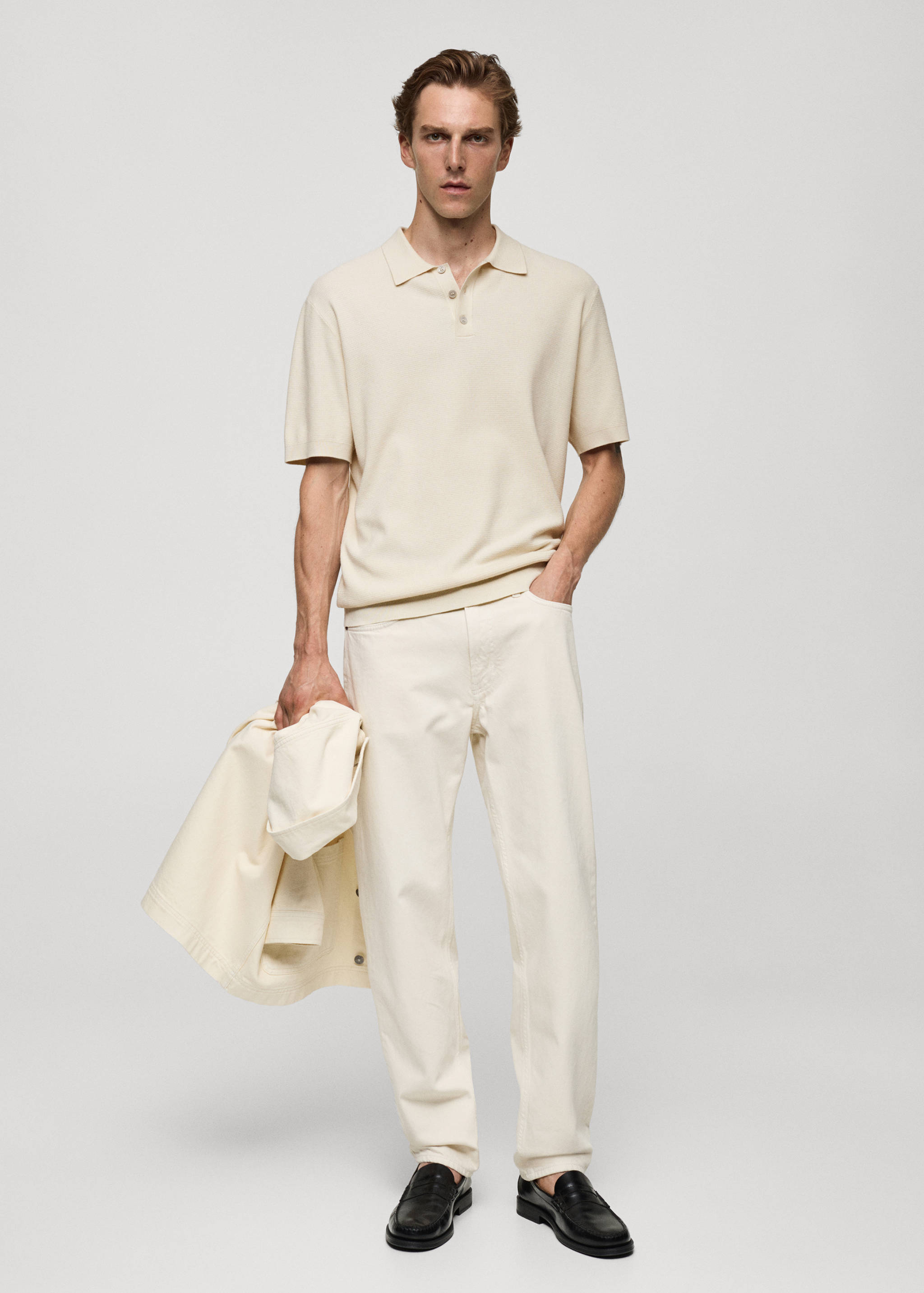 Structured fine-knit polo shirt - General plane