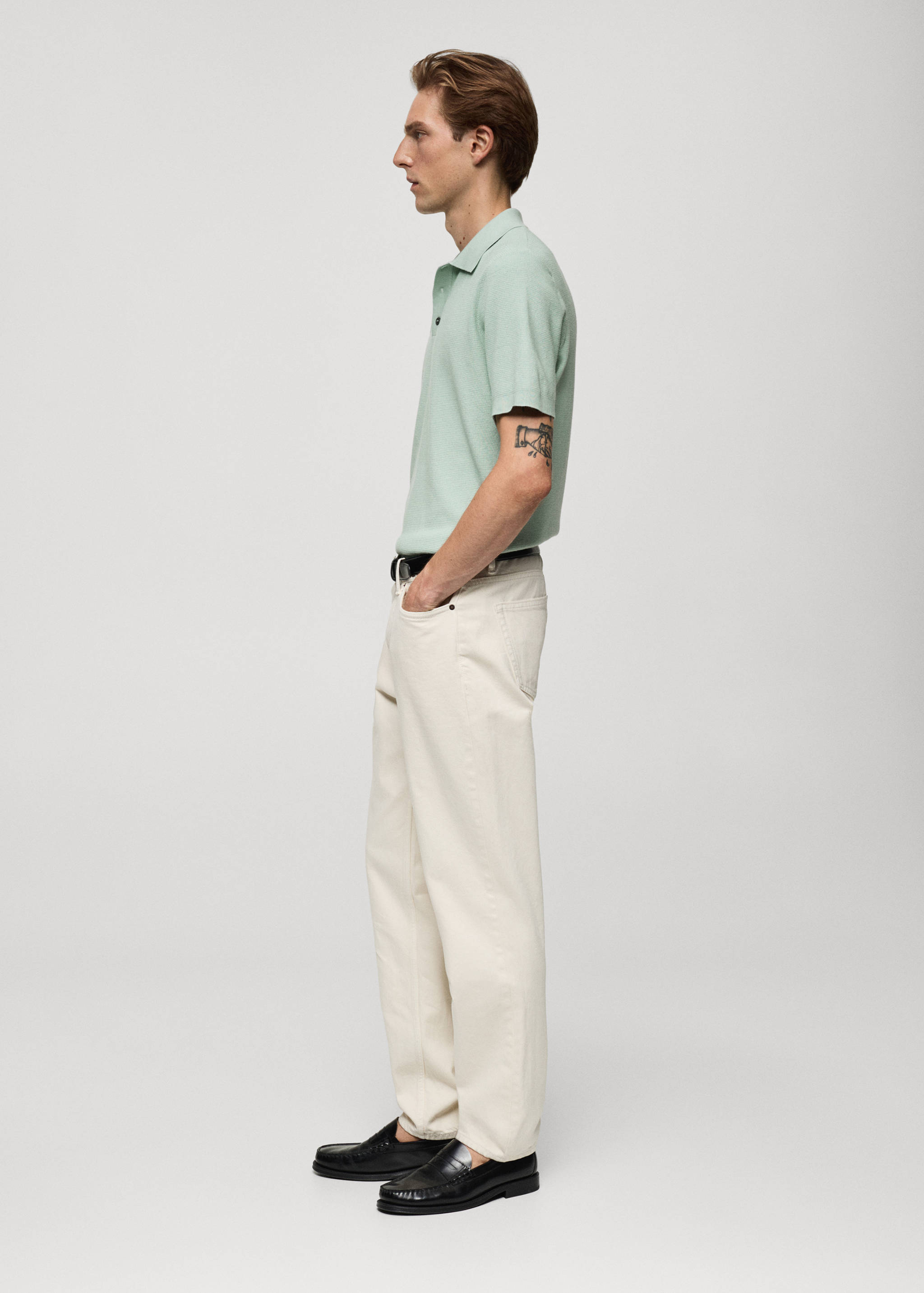 Structured fine-knit polo shirt - Details of the article 2