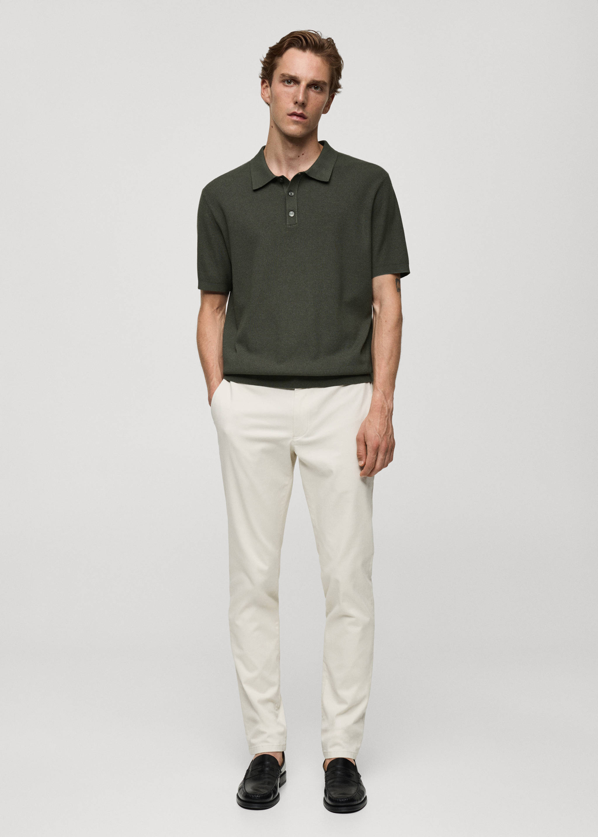 Structured fine-knit polo shirt - General plane