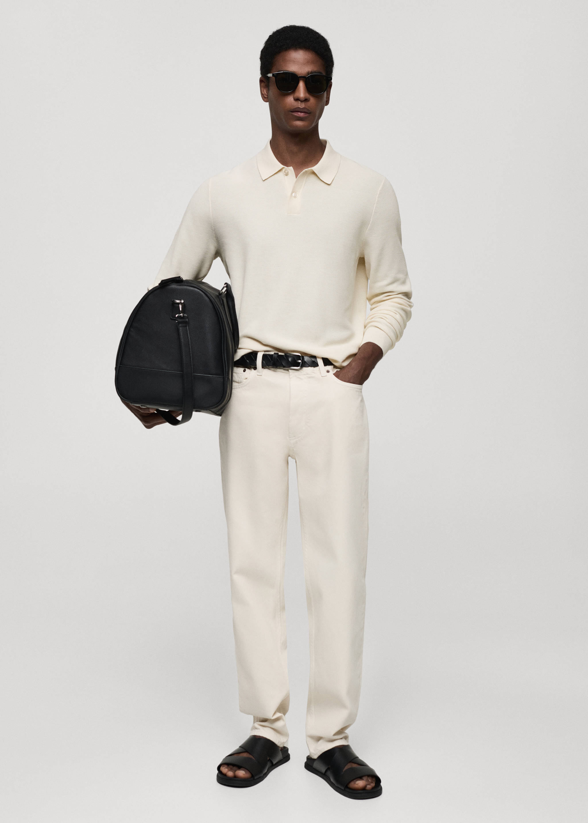 Knitted structured polo sweater - General plane