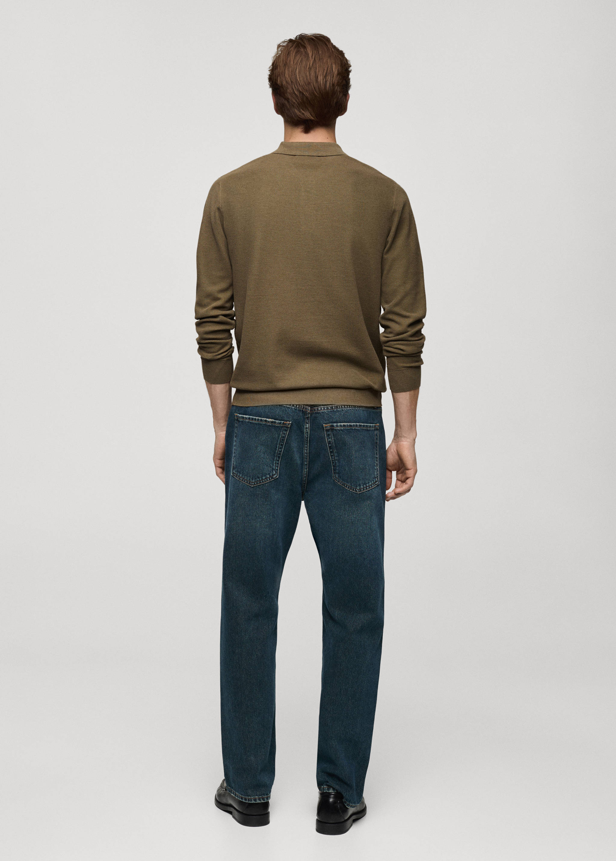 Knitted structured polo sweater - Reverse of the article