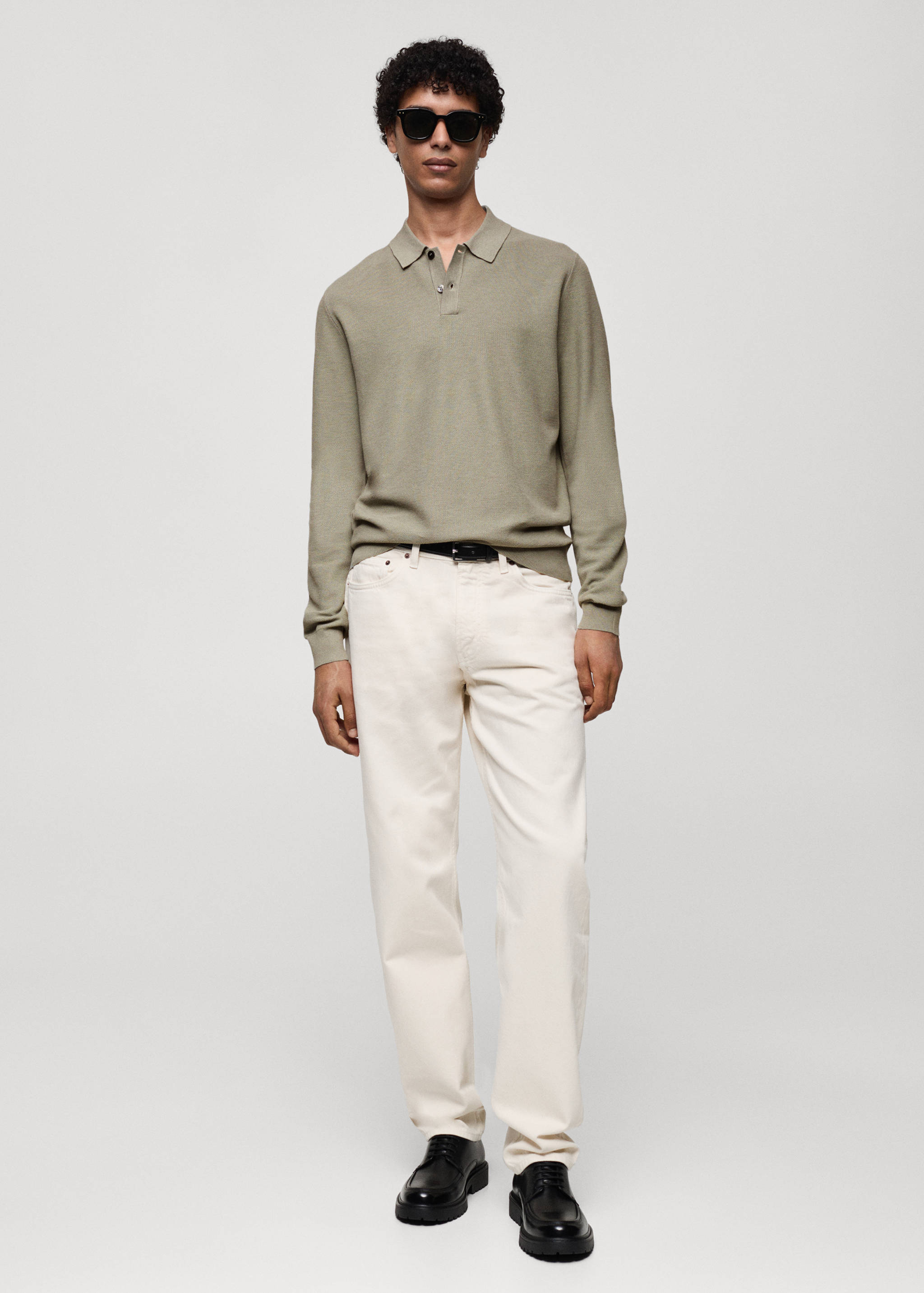 Knitted structured polo sweater - General plane