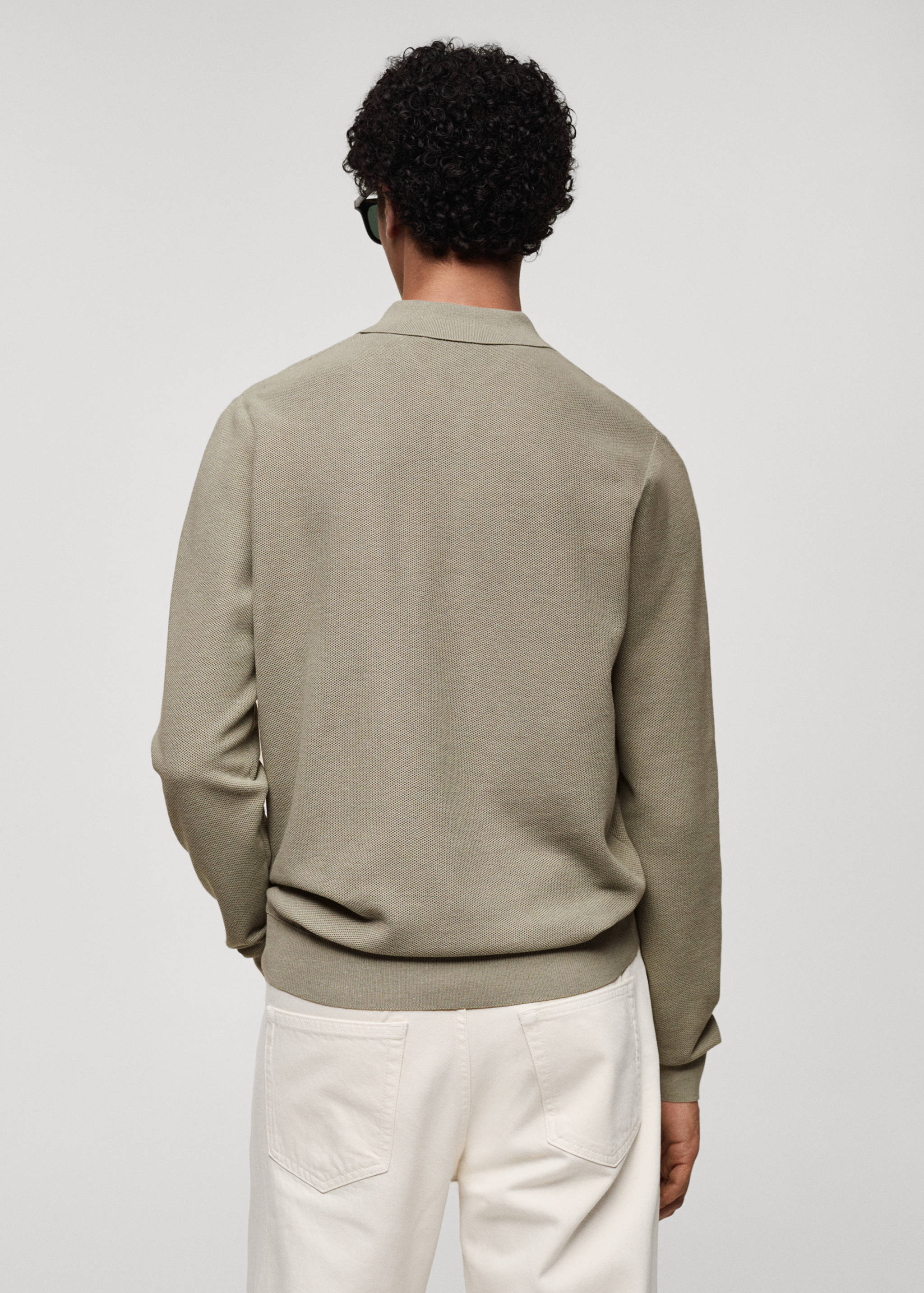 Knitted structured polo sweater - Reverse of the article
