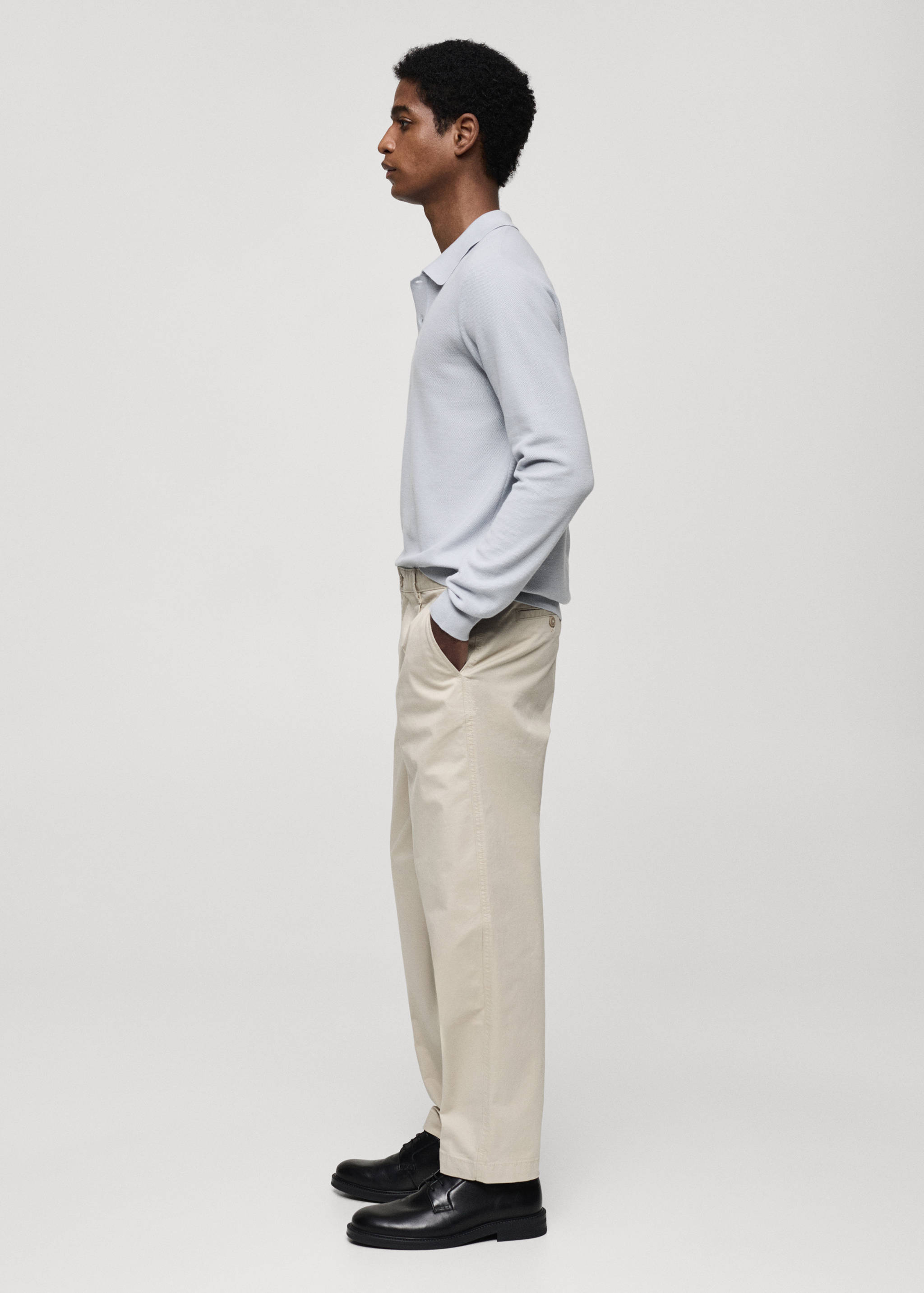 Knitted structured polo sweater - Details of the article 2