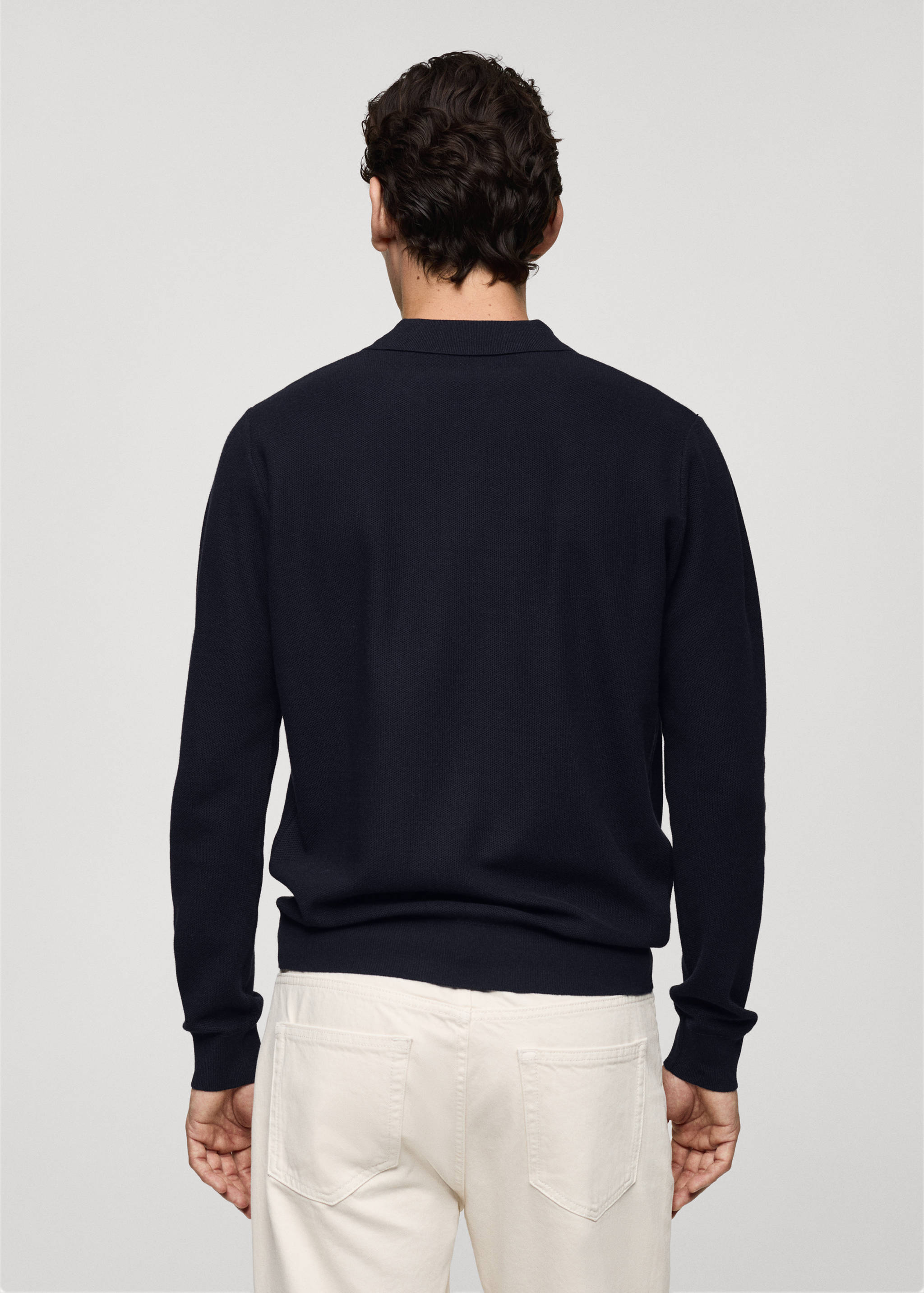 Knitted structured polo sweater - Reverse of the article