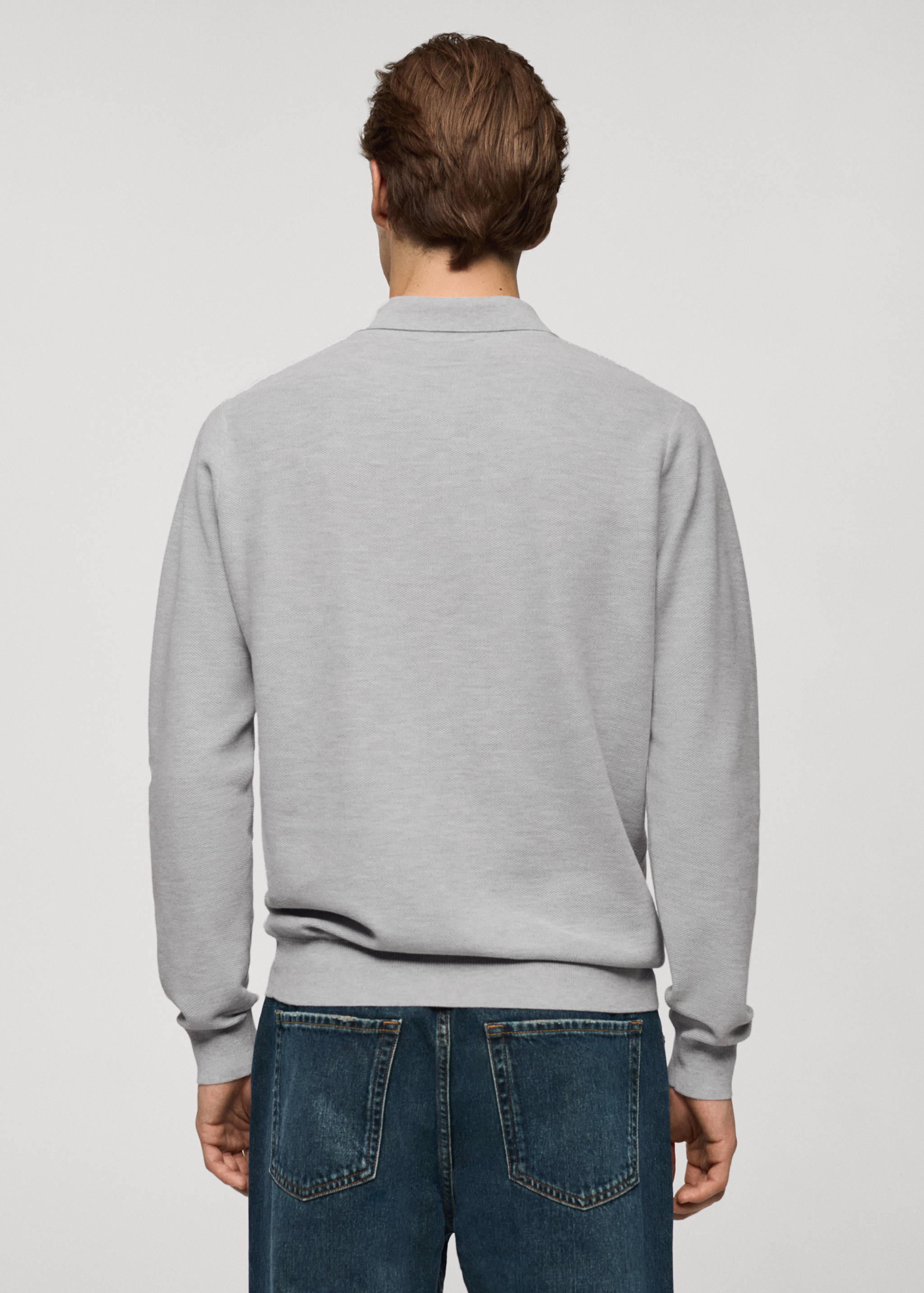 Knitted structured polo sweater - Reverse of the article