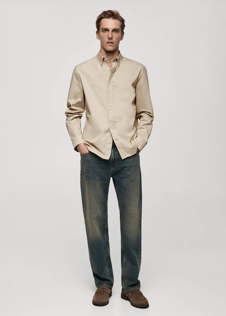 Regular fit cotton shirt — Beige