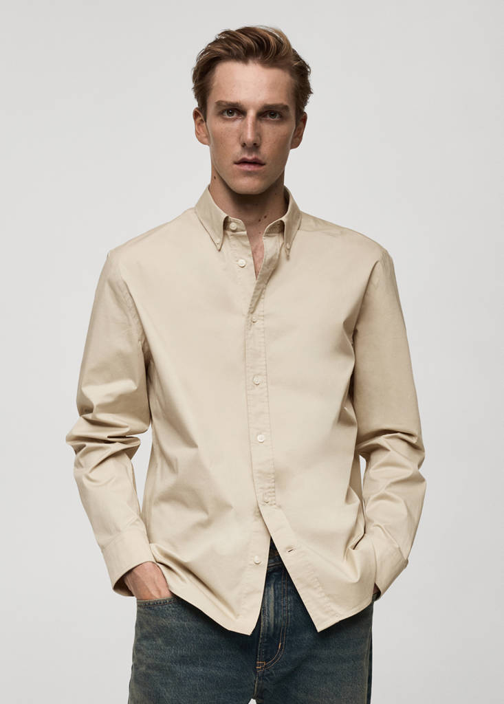 Regular fit cotton shirt — Beige