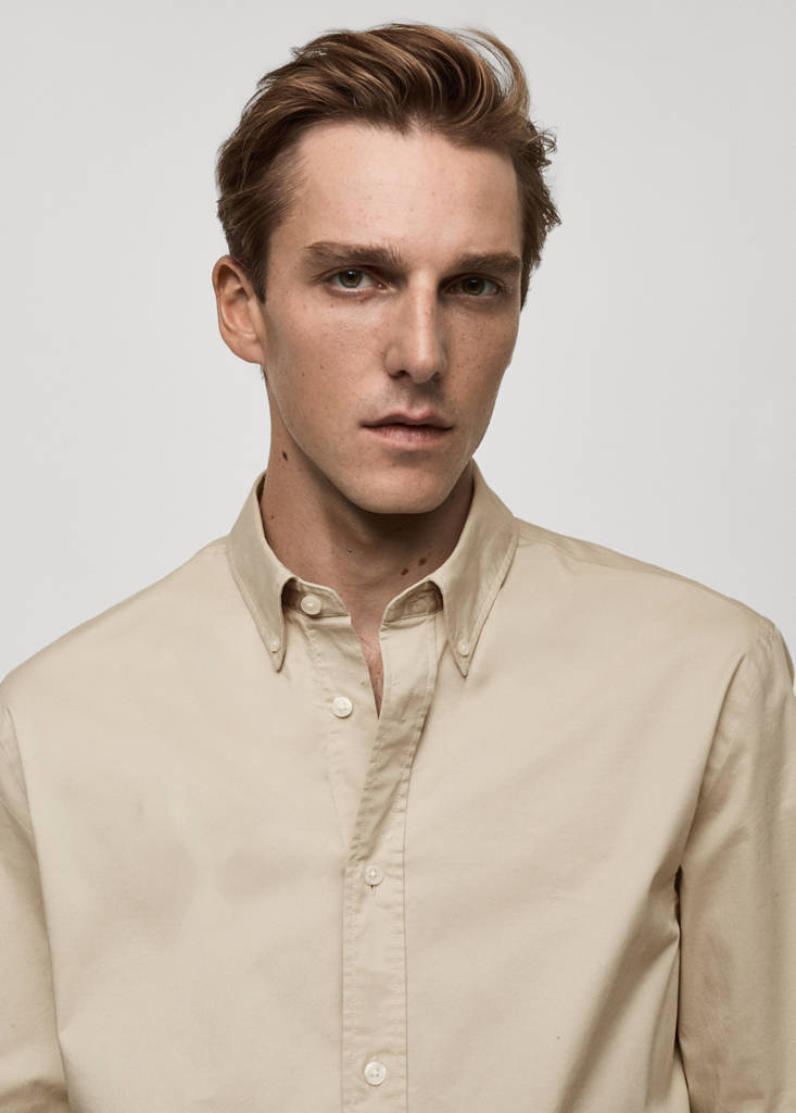 Regular fit cotton shirt — Beige