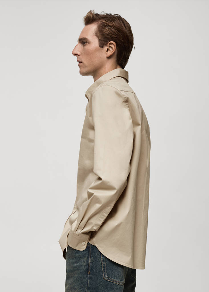 Regular fit cotton shirt — Beige