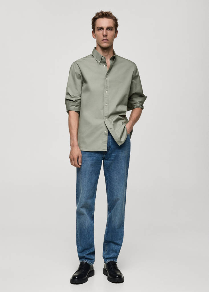 Regular fit cotton shirt — Khaki