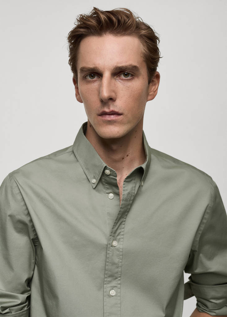 Regular fit cotton shirt — Khaki