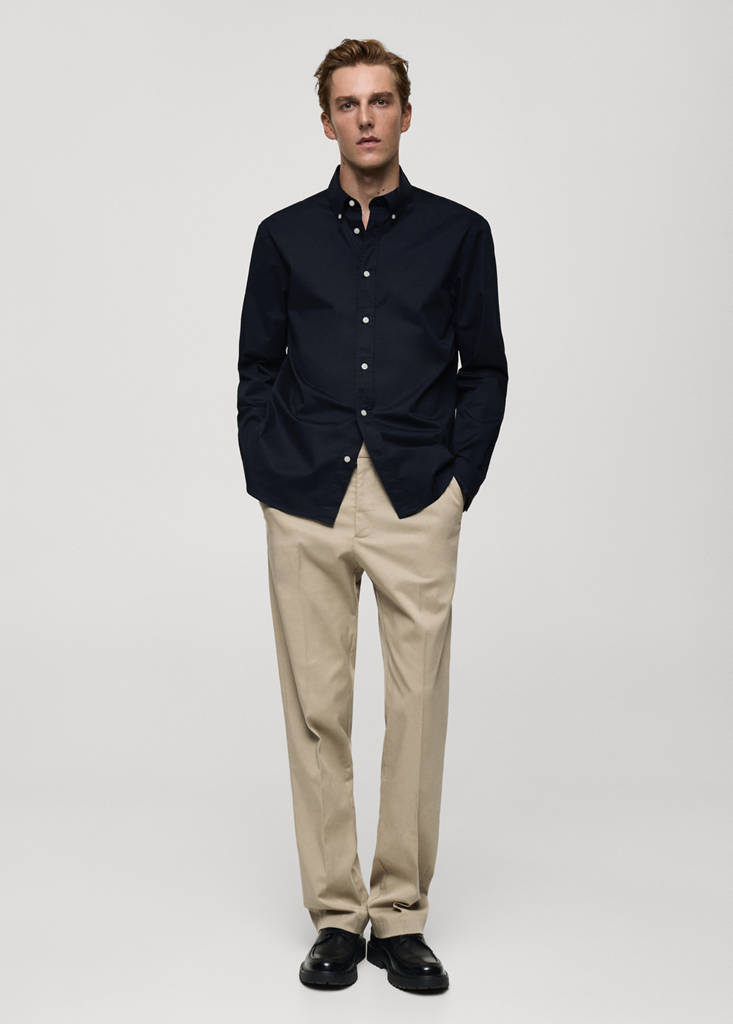 Regular fit cotton shirt — Dark Navy