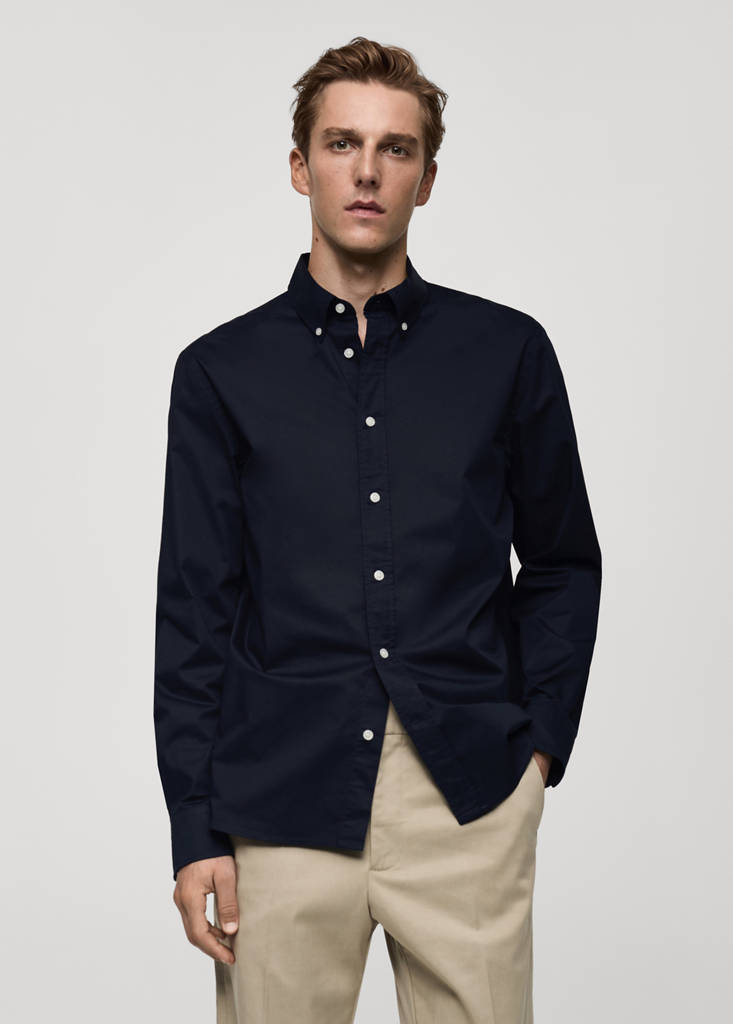 Regular fit cotton shirt — Dark Navy