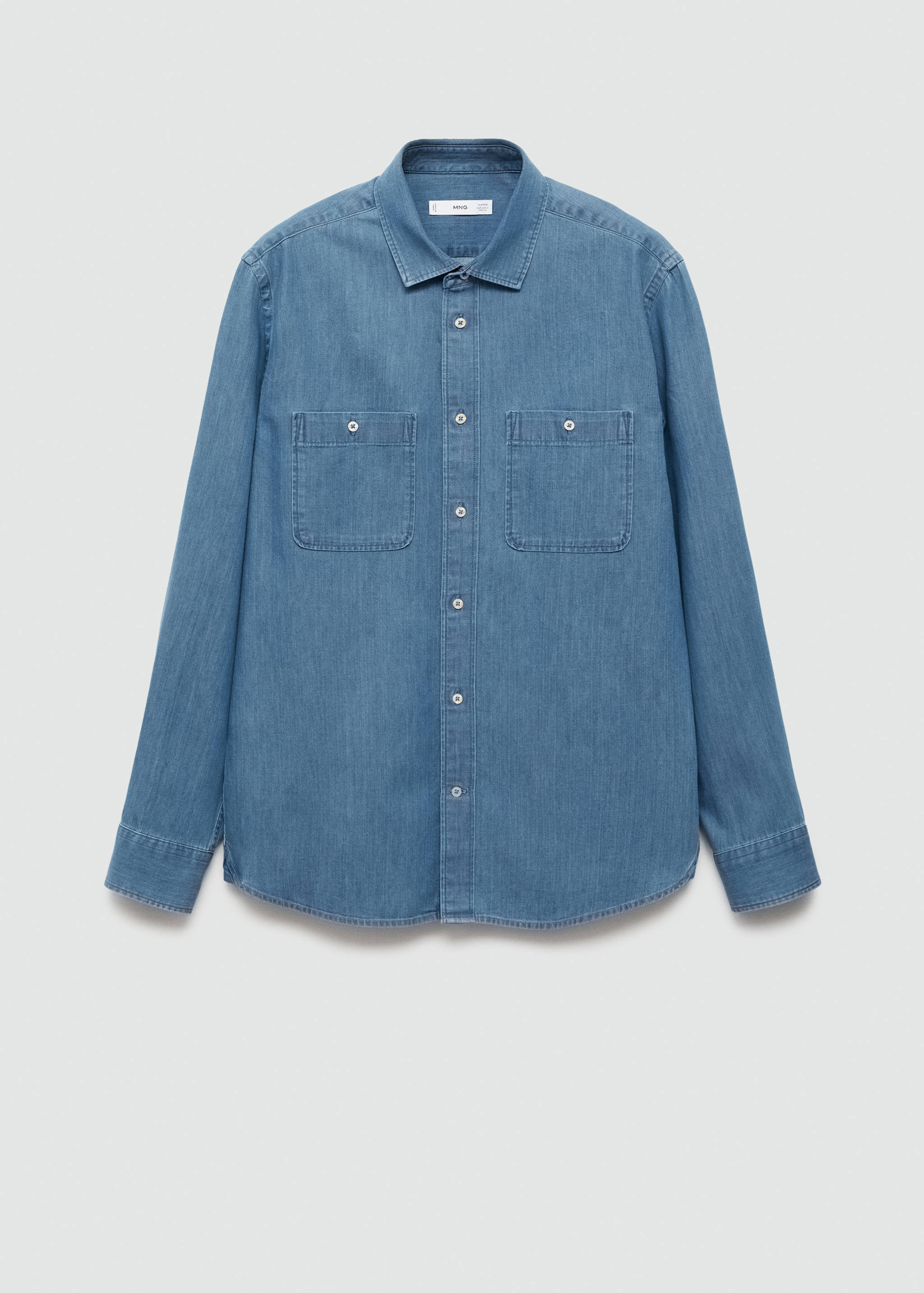 Denim overshirt with regular fit pockets - Article without model
