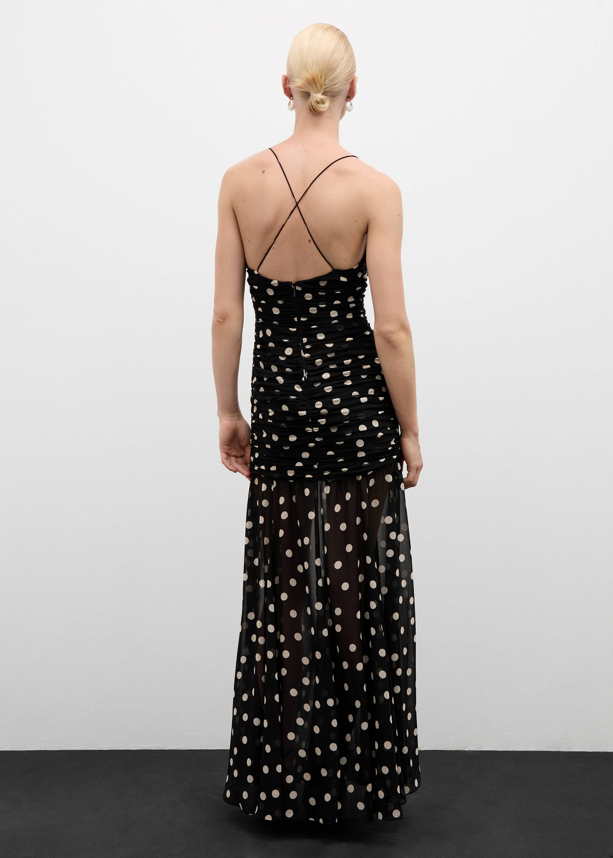 Polka dots draped dress - Reverse of the article