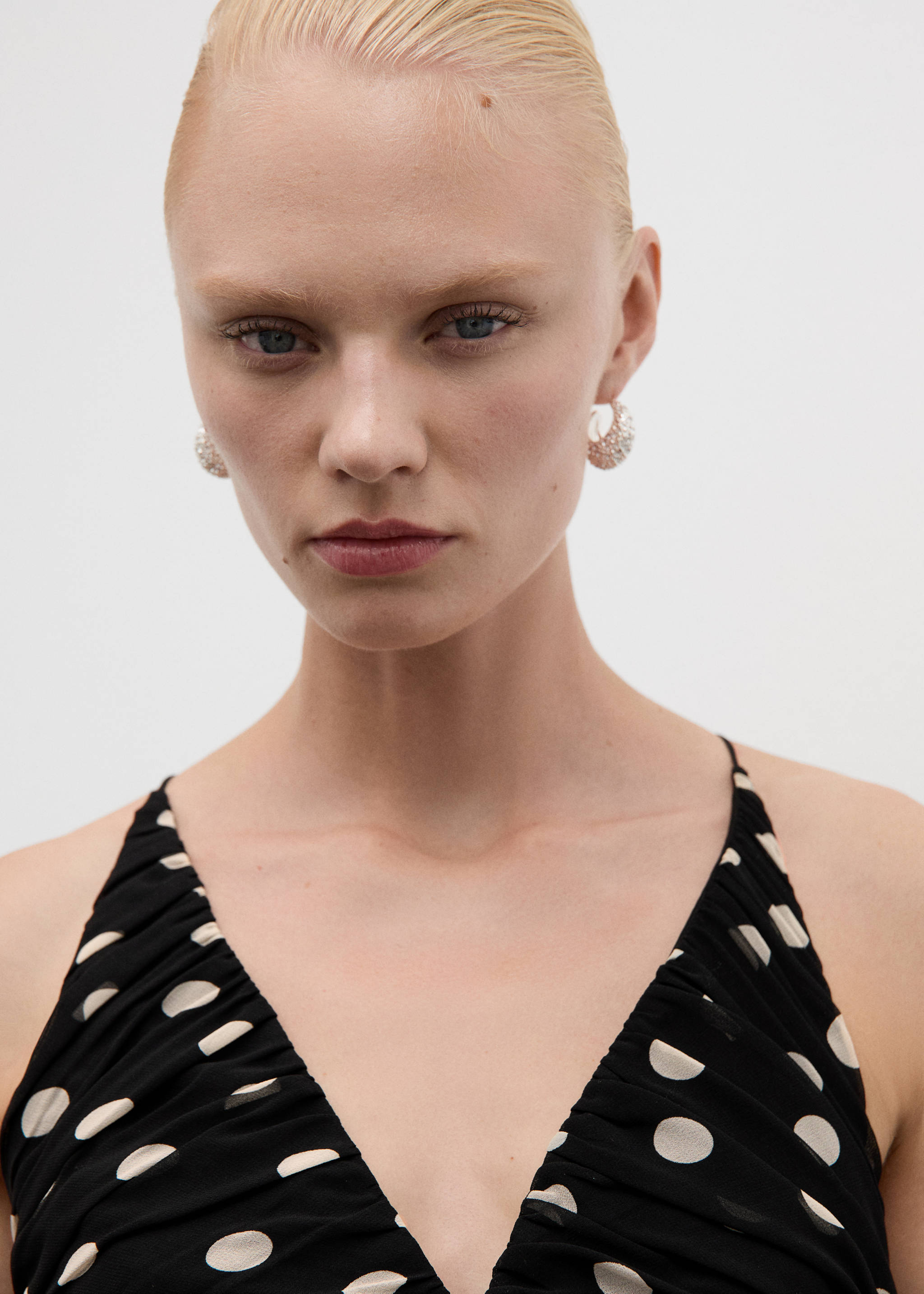 Polka dots draped dress - Details of the article 1